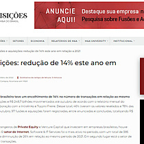 Fuses e aquisies: reduo de 14% este ano em relao a 2021